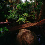 Wai Wai boy in rainforest river